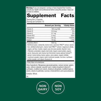 Standard Process Ligaplex II - Joint & Bone Support - Manganese Food Supplement with Vitamins B12, A & D - 150 Capsules