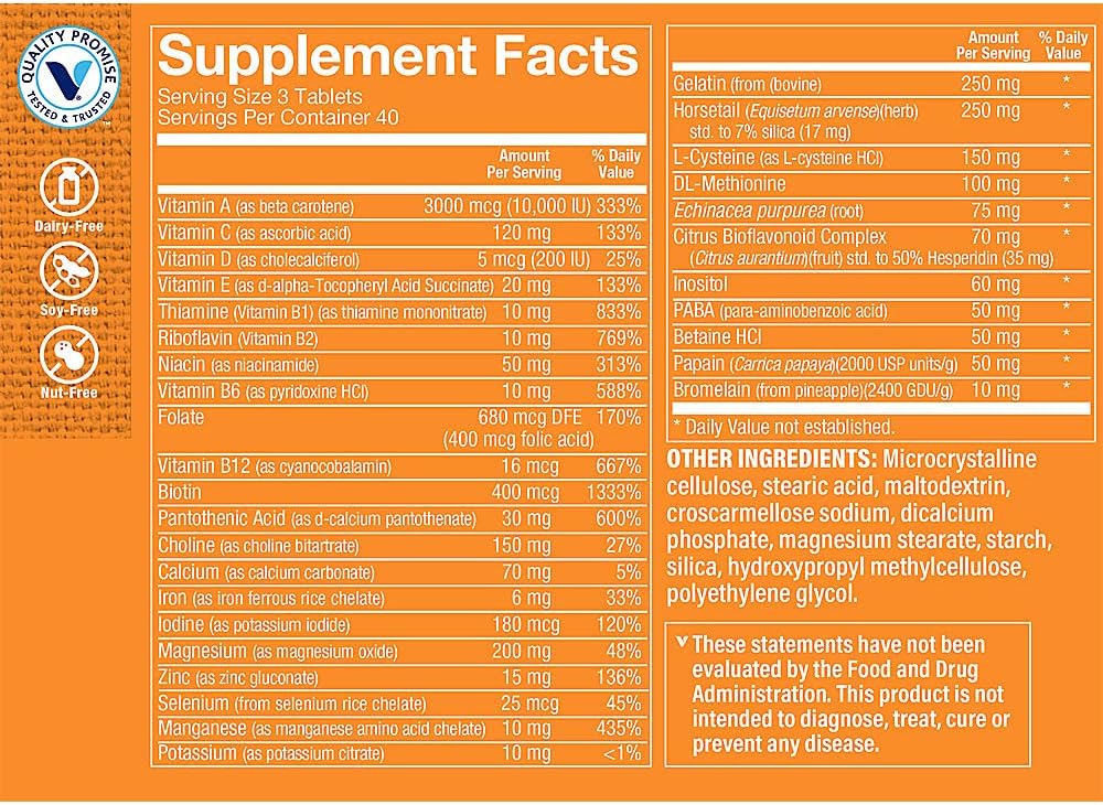 The Vitamin Shoppe Biotin 400mcg - Hair, Skin & Nail Support, 120 Tablets - görsel 3