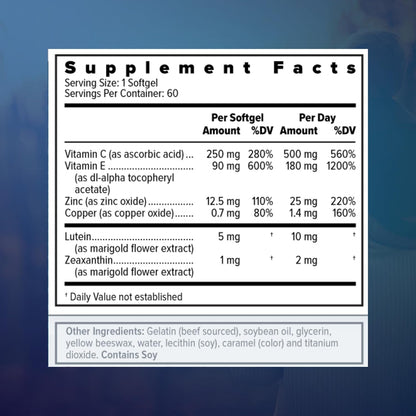 Focus Select AREDS2 Eye Vitamin & Mineral Supplement - Low Zinc Formula (60 Softgels)