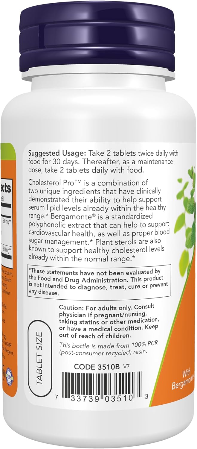 NOW Foods Cholesterol Pro with Bergamonte and Plant Sterols - 120 Tablets - görsel 3