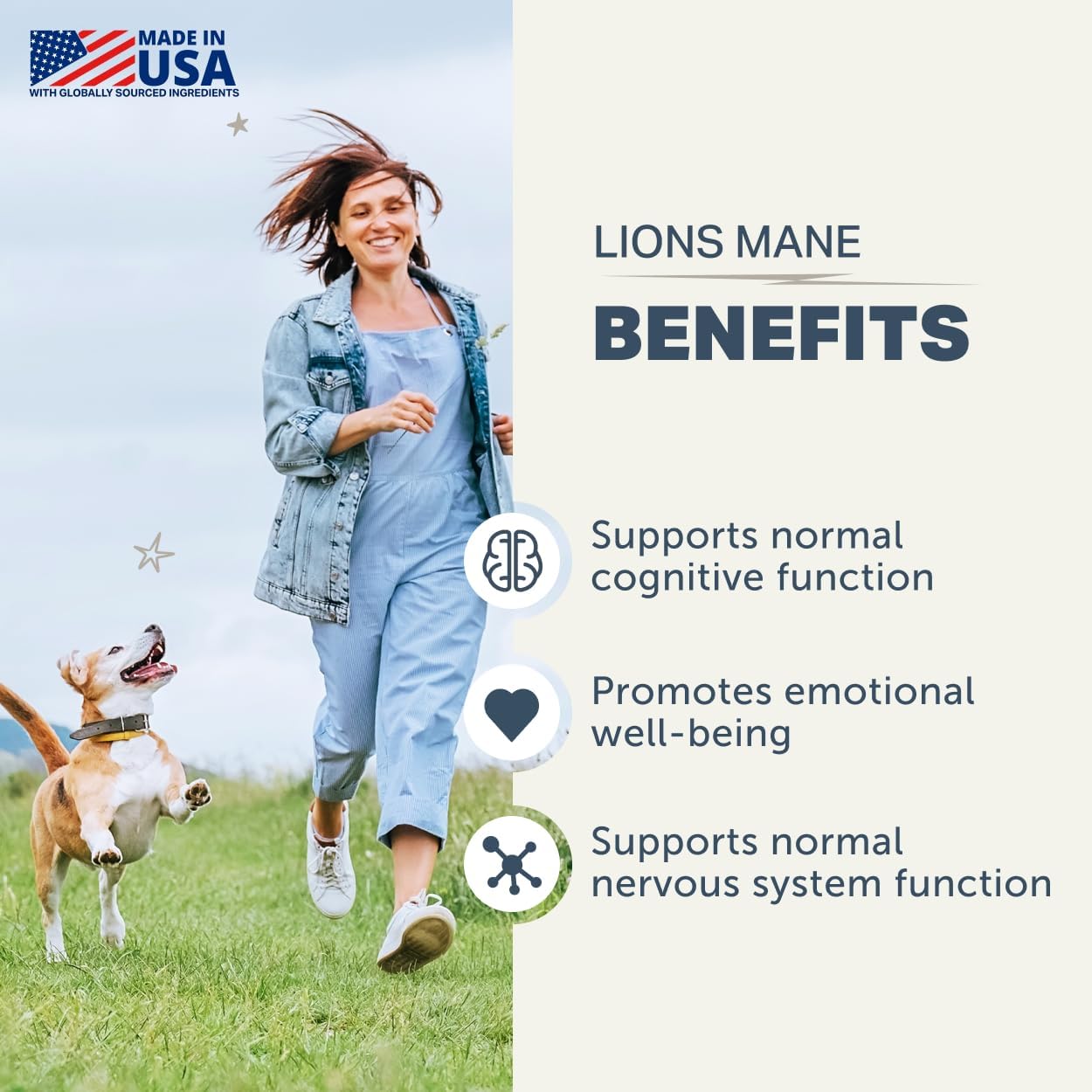 Lion's Mane Mushrooms for Dogs - Organic Whole Mushroom Supplement, Supports Brain and Nervous System, 60-Day Supply - görsel 3