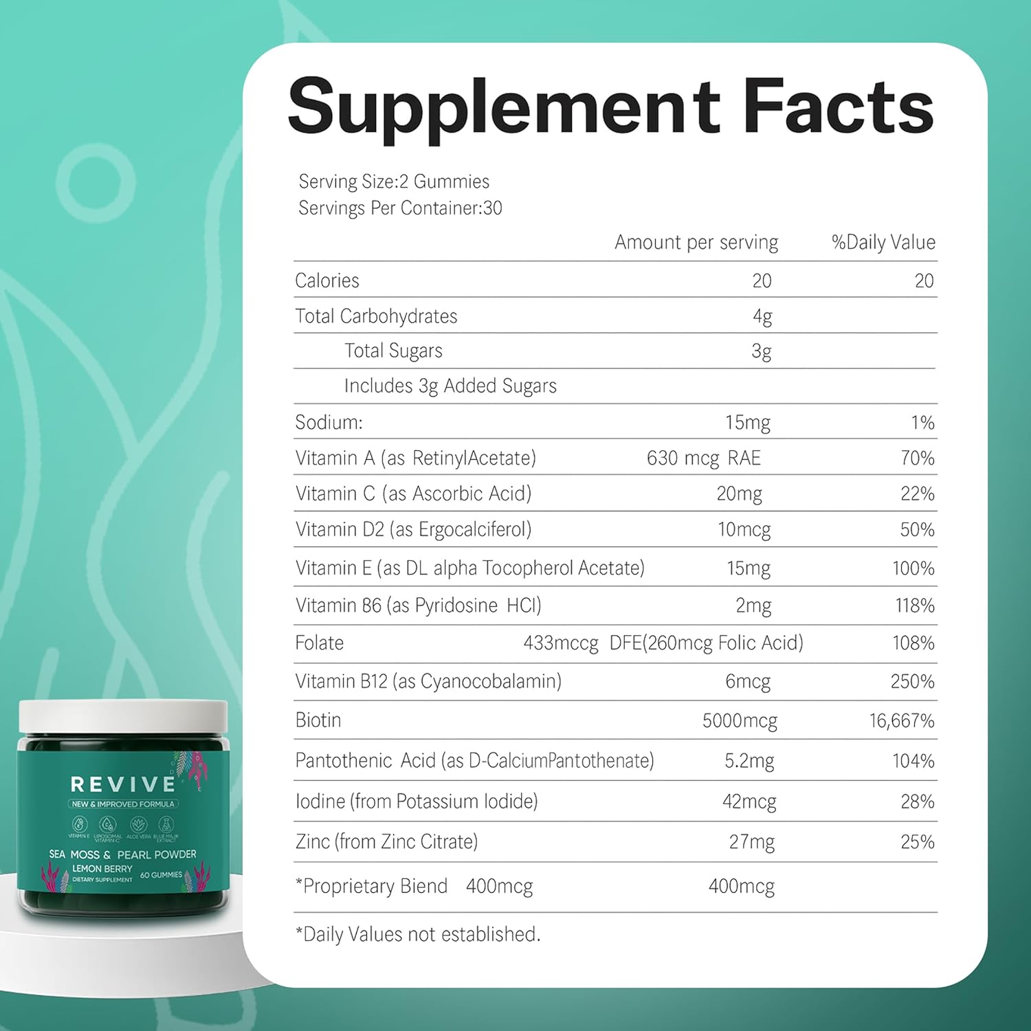 Balmbare Revive Sea Moss Gummies – For Hair, Skin & Nail Health (60 Count) - görsel 2
