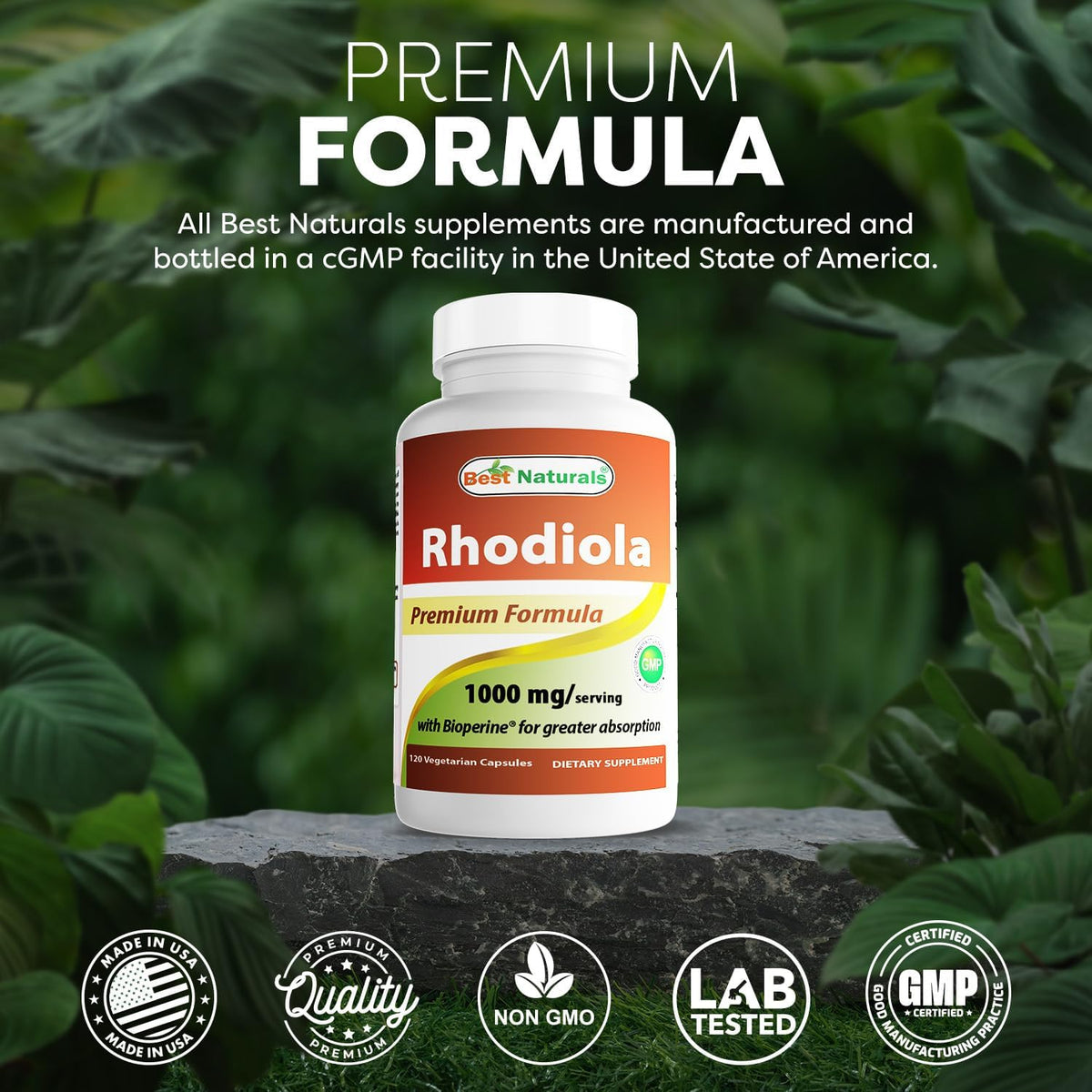 Best Naturals Rhodiola with Bioperine 1000mg - 120 Veggie Capsules - görsel 5