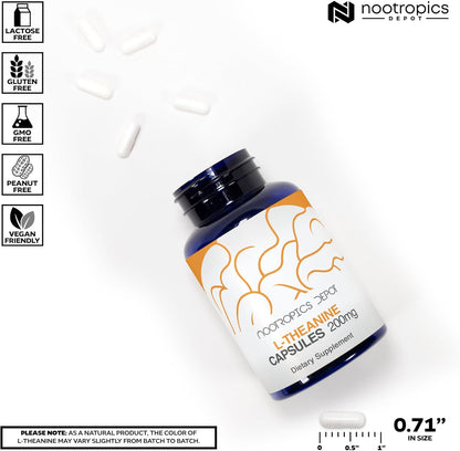 Nootropics Depot L-Theanine 200mg Capsules (180 Capsules)