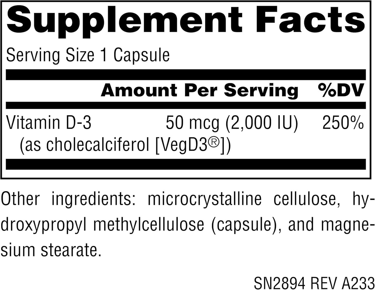Source Naturals Vegan True Non-GMO Vitamin D3, 2,000 IU, 60 Capsules - görsel 2
