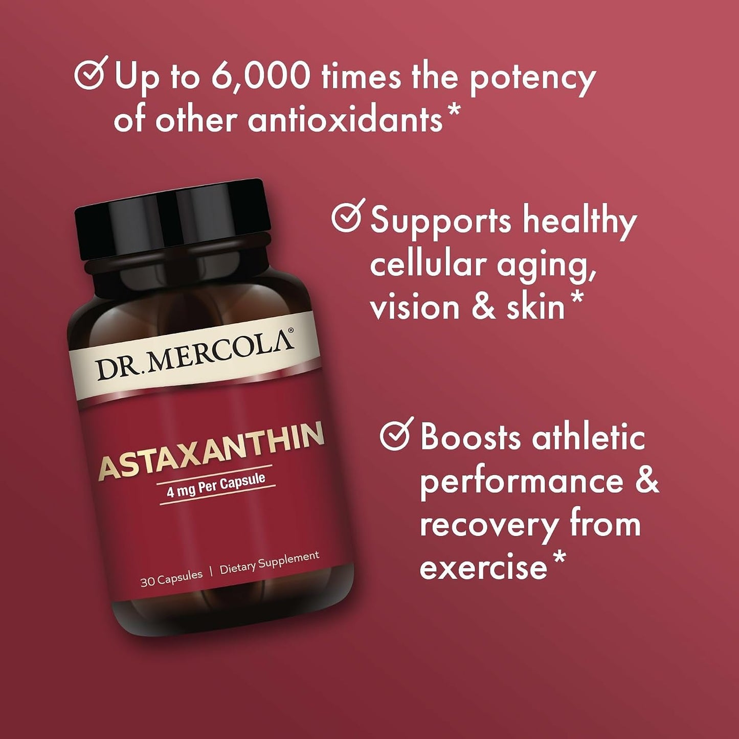 Dr. Mercola Organic Astaxanthin - 4 mg Antioxidant Support - 30 Capsules - görsel 4