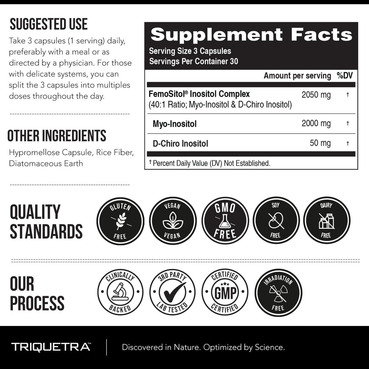 Femositol® Myo-Inositol & D-Chiro Inositol Complex Food Supplement – Clinically Validated 40:1 Ratio (Vitamin B8) | Contributes to Normal Fertility and Hormonal Balance (90 Capsules – 30 Servings) - görsel 6