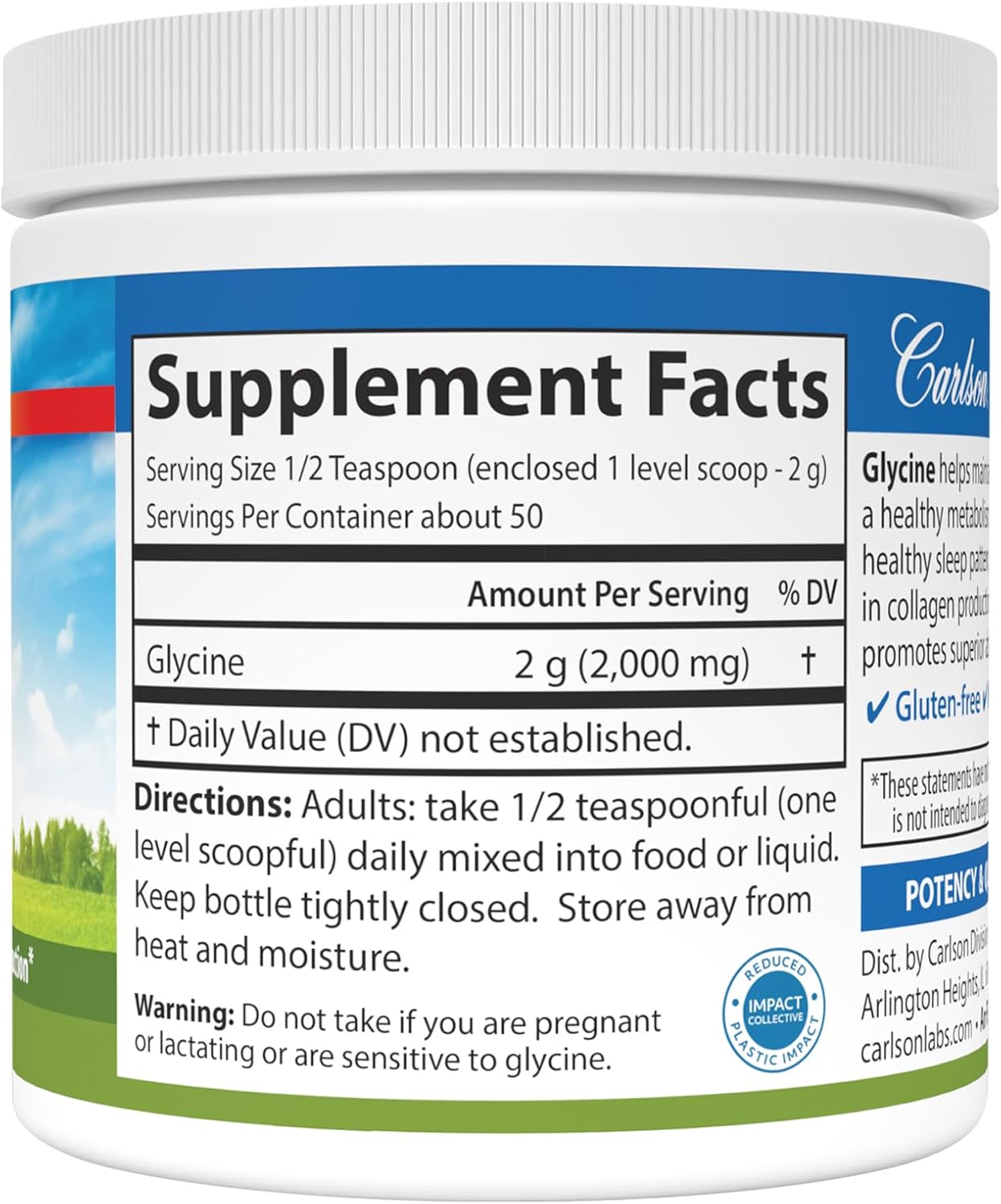 Carlson Labs Glycine Powder, 100g - görsel 2