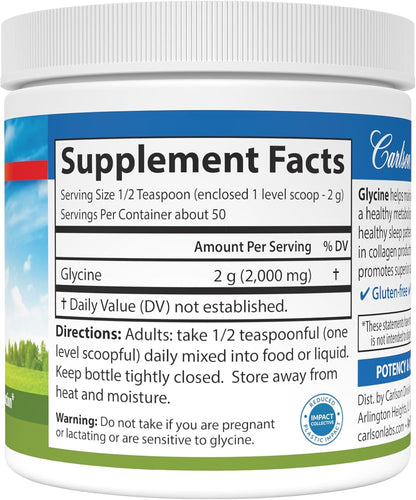 Carlson Labs Glycine Powder, 100g