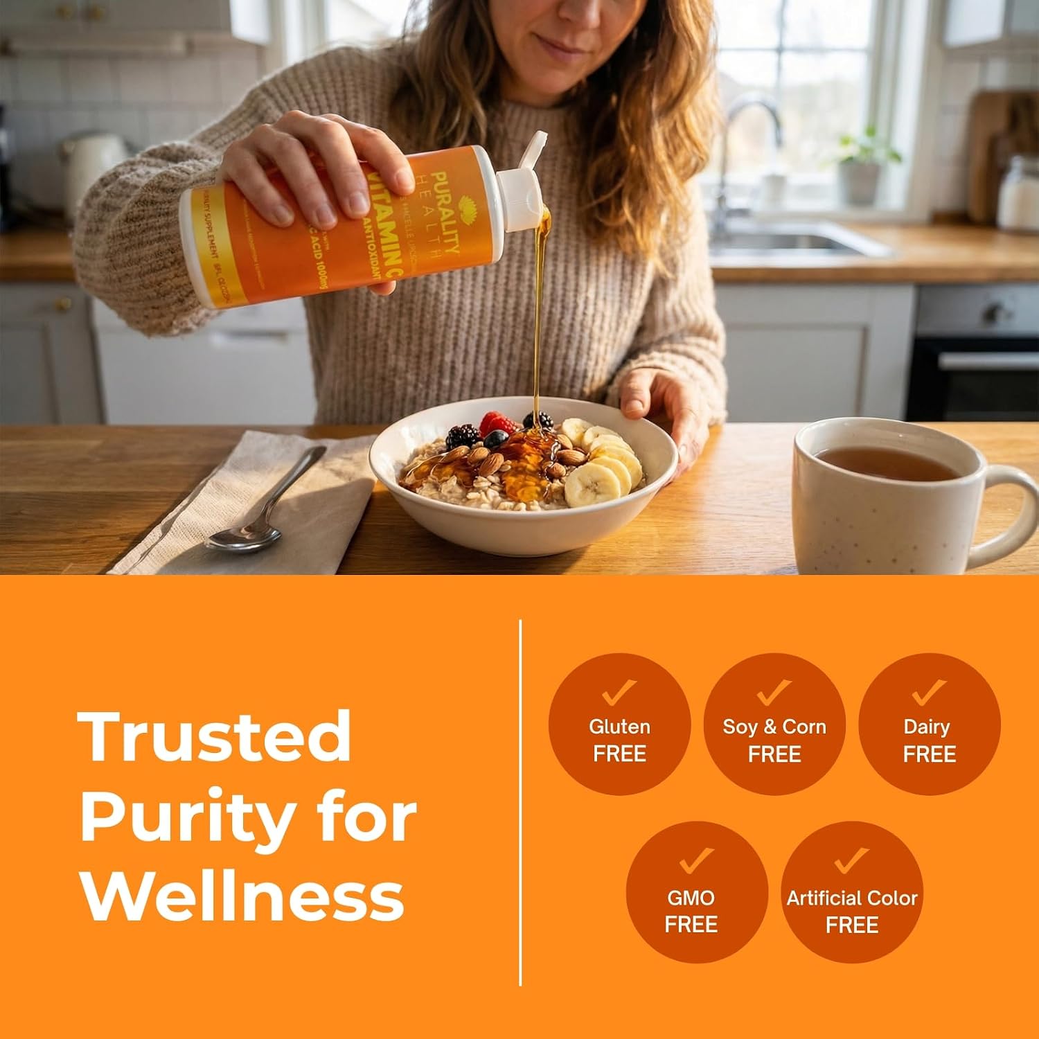 PURALITY HEALTH Vitamin C Liquid Supplement 1000mg, Micelle Liposomal, Non-GMO, Vegan, 15 Day Supply - görsel 6