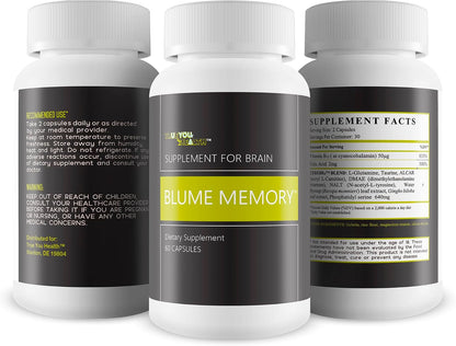 Blume Memory Supplement for Brain - Our Best Memory Improvement Supplement - Our Best Brain Focus and Memory Supplements for Women & Men - Memory Vitamins for Seniors - Memory Vitamins for Men & Women