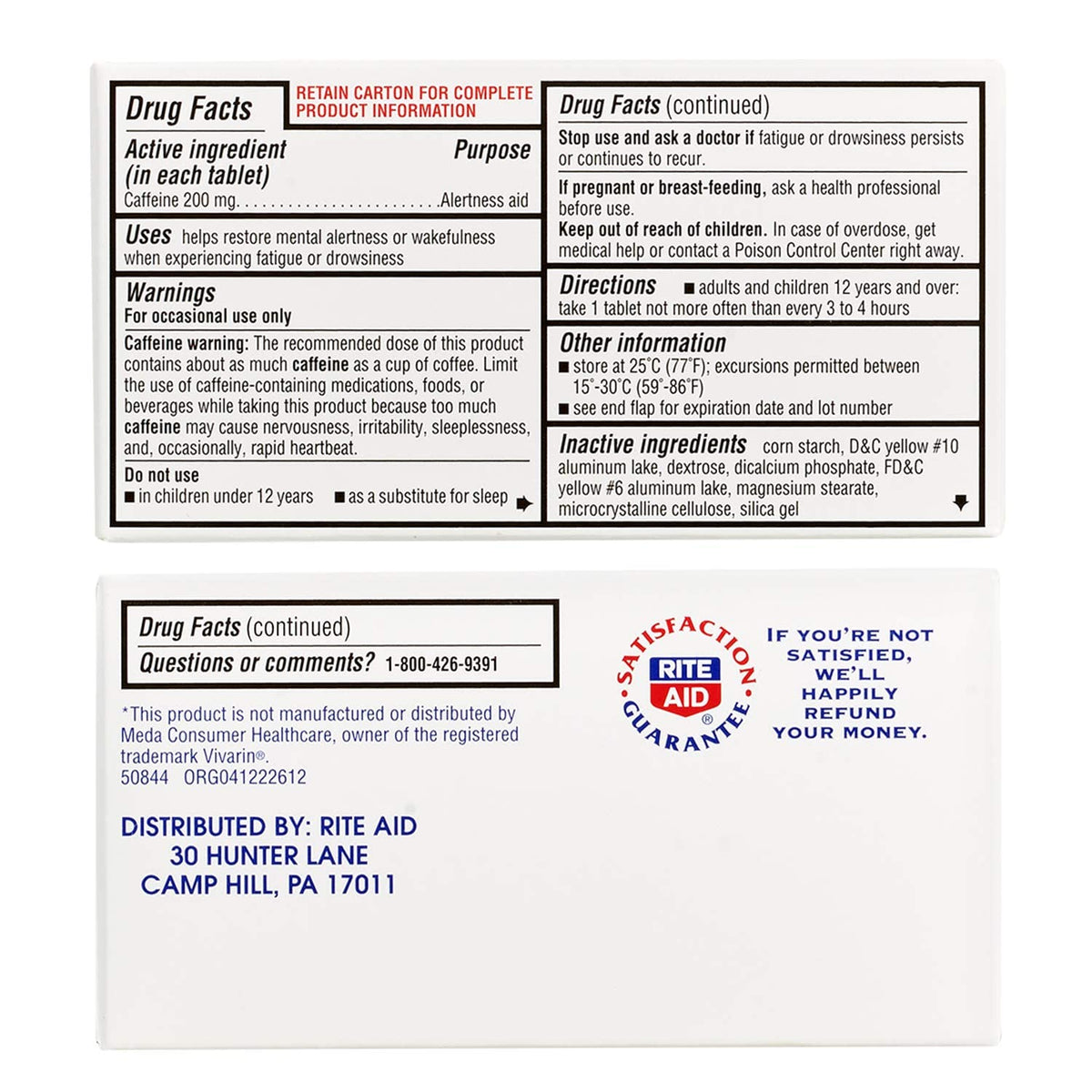 Rite Aid Stay Awake Caffeine Tablets, 200 mg, 100 Tablets - görsel 3