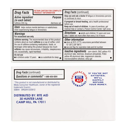 Rite Aid Stay Awake Caffeine Tablets, 200 mg, 100 Tablets
