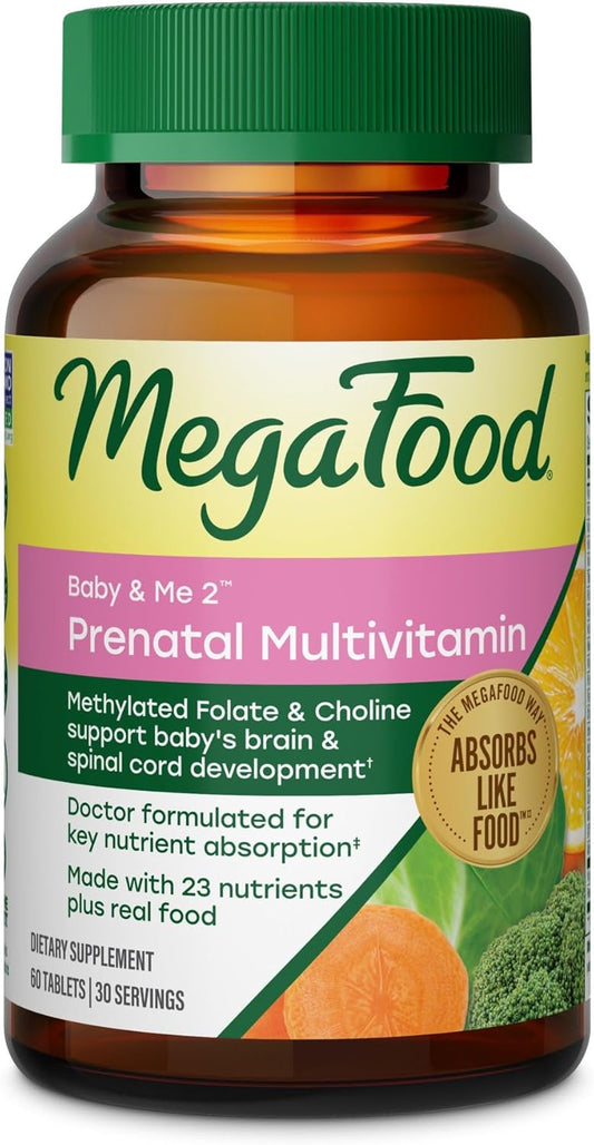 MegaFood Baby & Me 2 Prenatal Vitamin and Minerals - 60 Tablets (30 Servings)