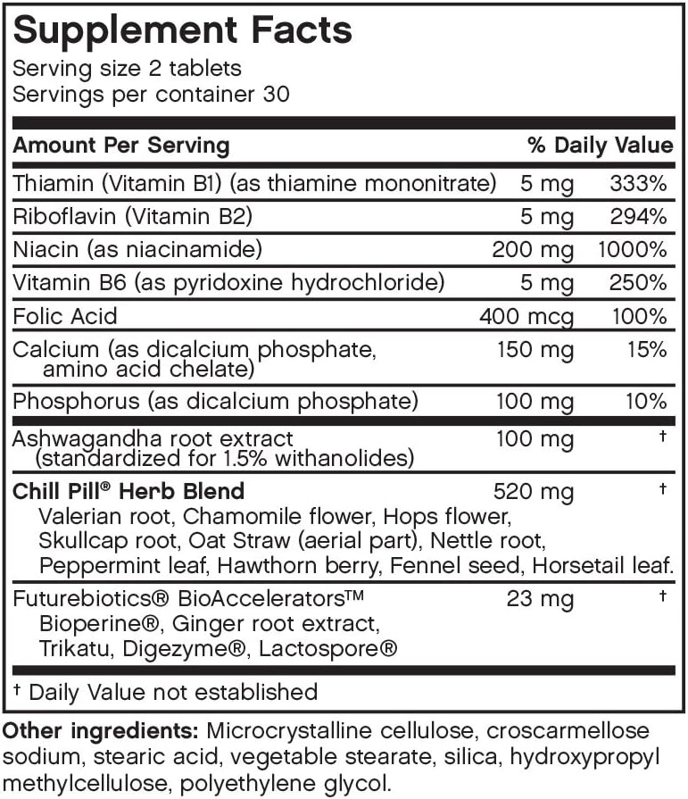 Futurebiotics Chill Pill, Calmness Formula, 60 Vegetarian Tablets - görsel 2