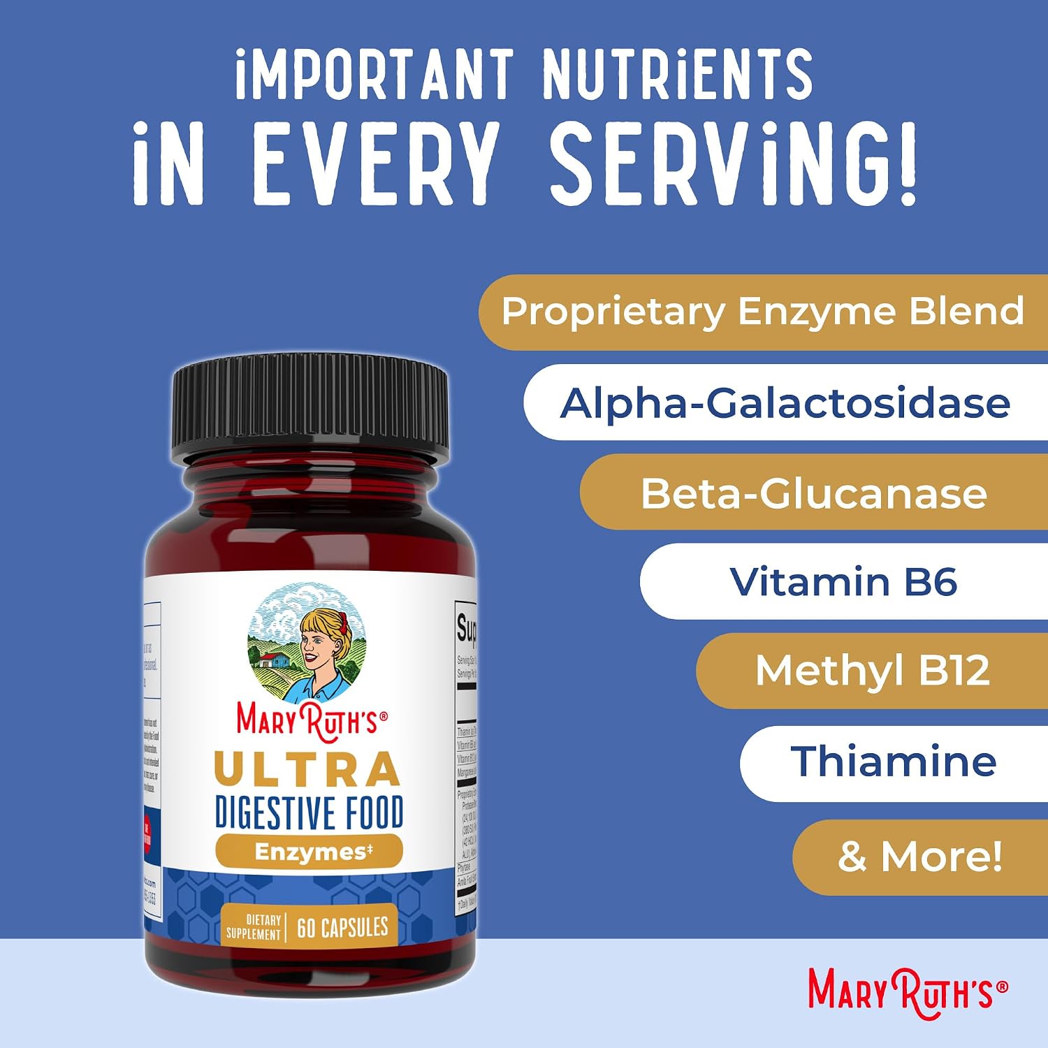 MaryRuth's Ultra Digestive Enzymes | Gut Health Supplement | 60 Capsules - görsel 7