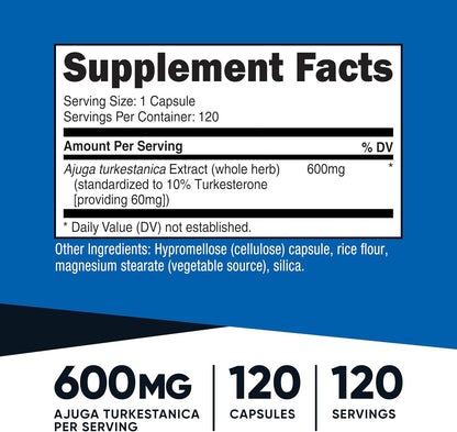 Nutricost Turkesterone Food Supplement 600mg, 120 Capsules - Vegetarian, Non-GM & Gluten-free