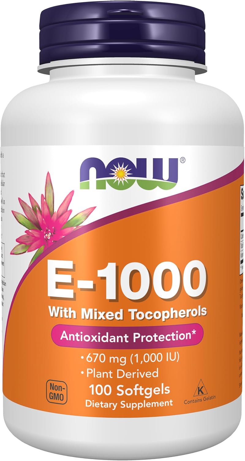 NOW Foods Vitamin E-1,000 IU Mixed Tocopherols, 100 Softgels - görsel 1