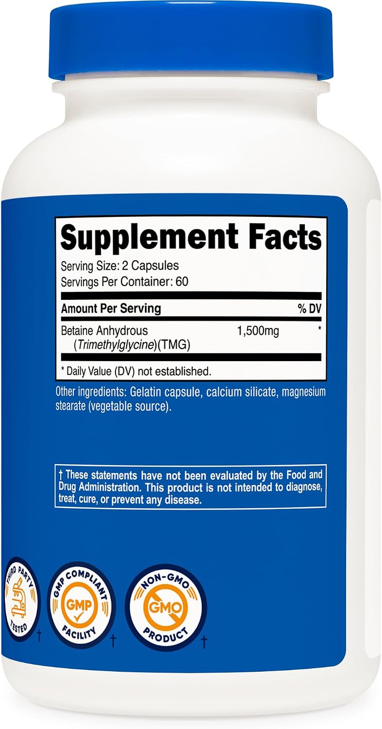 Nutricost Betaine Anhydrous Capsules 1500mg - 120 Capsules - görsel 5