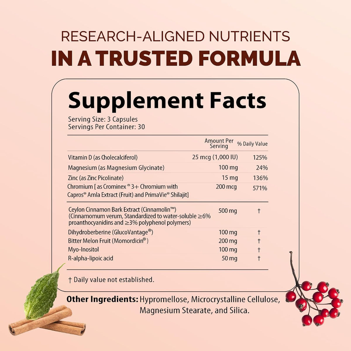 NutriSulin - Ceylon Cinnamon & Berberine Blood Sugar Support Supplement - 90 Capsules - görsel 2