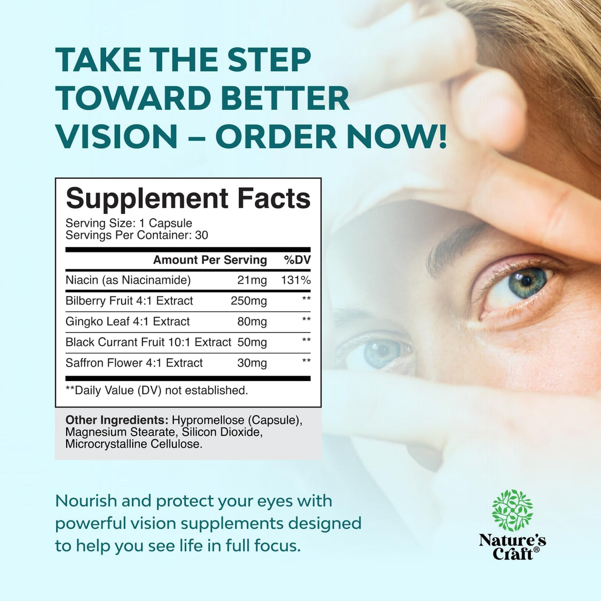 Natures Craft Eye Pressure Support with Bilberry Extract - Vegan Eye Health Supplement for Ocular Pressure Relief - 30 Count - görsel 7