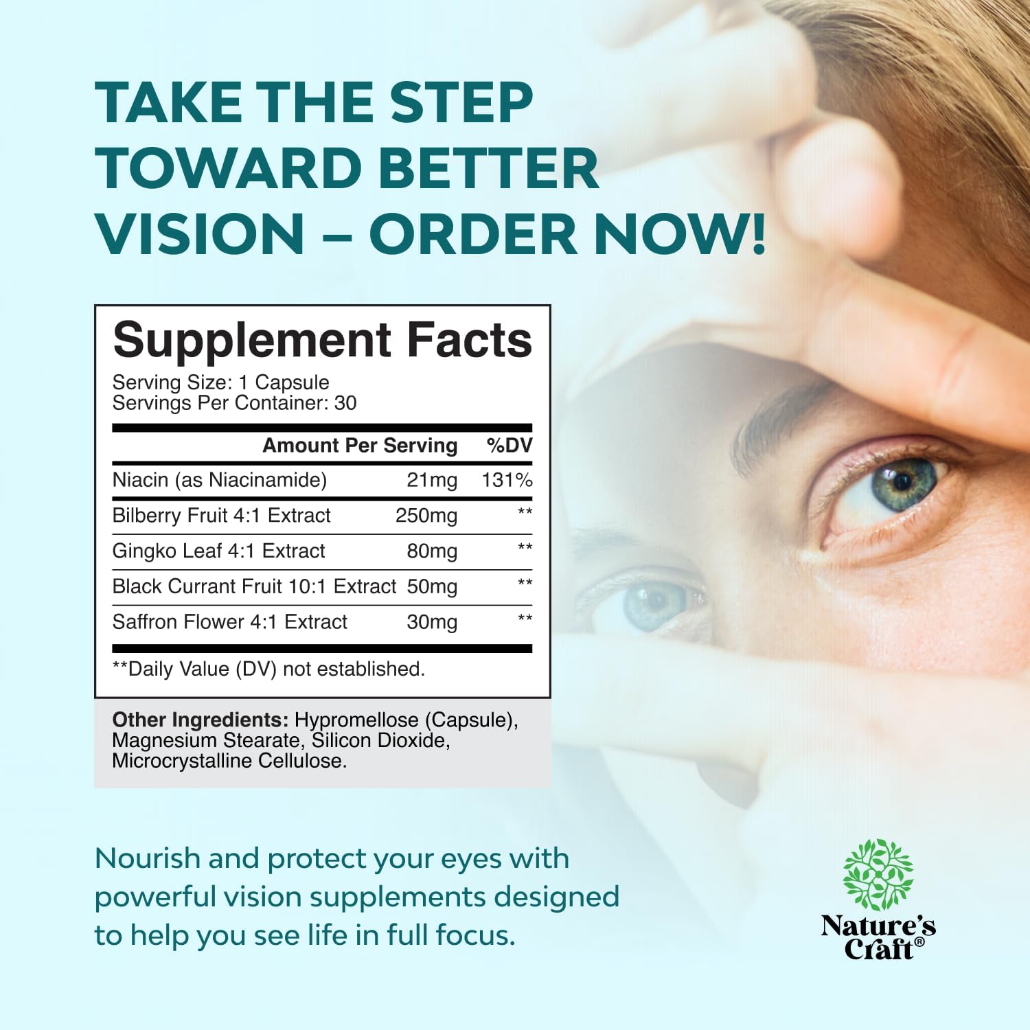 Natures Craft Eye Pressure Support with Bilberry Extract - Vegan Eye Health Supplement for Ocular Pressure Relief - 30 Count - görsel 7