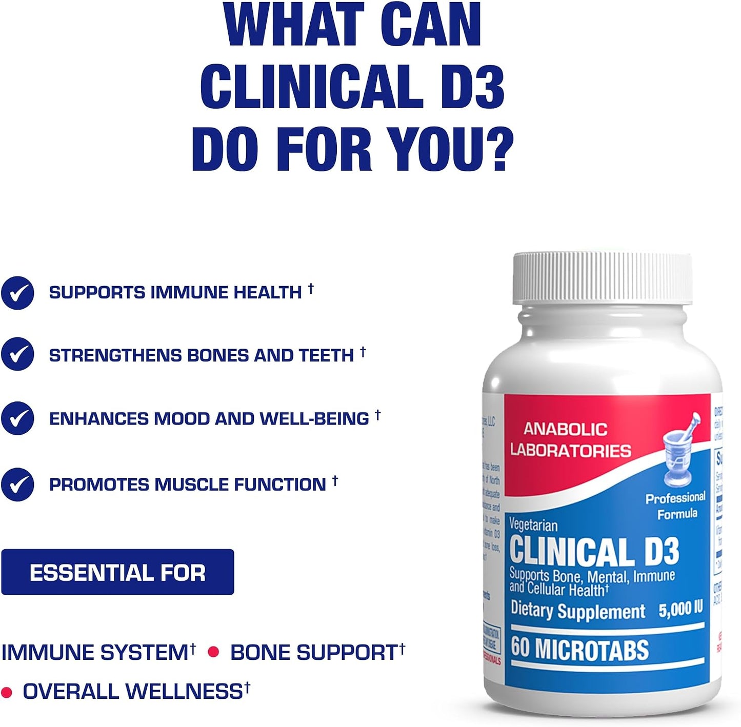 High Strength Vitamin D3 5000 IU - Clinical Formula Vitamin D Supplement for Men and Women - görsel 3