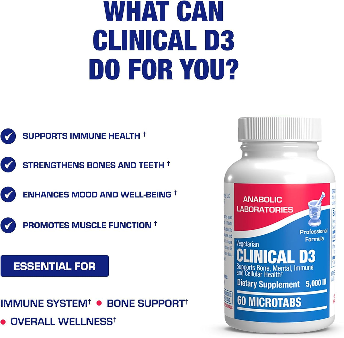 High Strength Vitamin D3 5000 IU - Clinical Formula Vitamin D Supplement for Men and Women - görsel 3