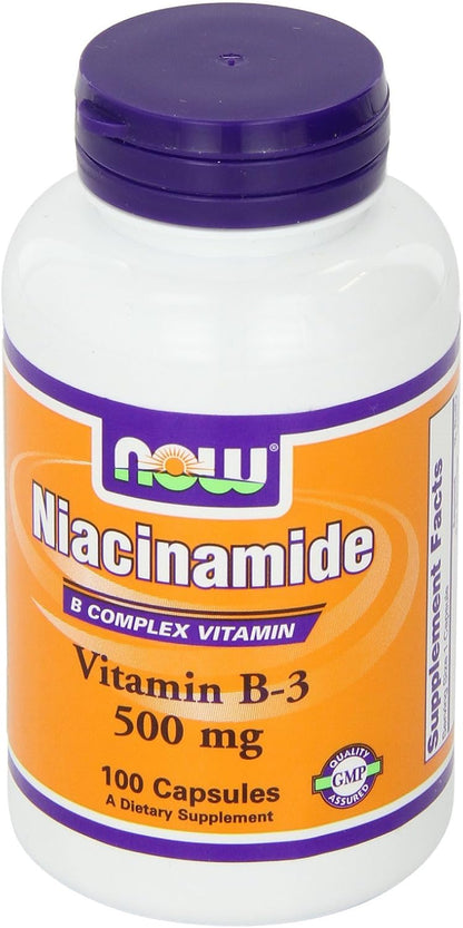 NOW Foods Niacinamide 500mg, 100 Capsules (Pack of 2)