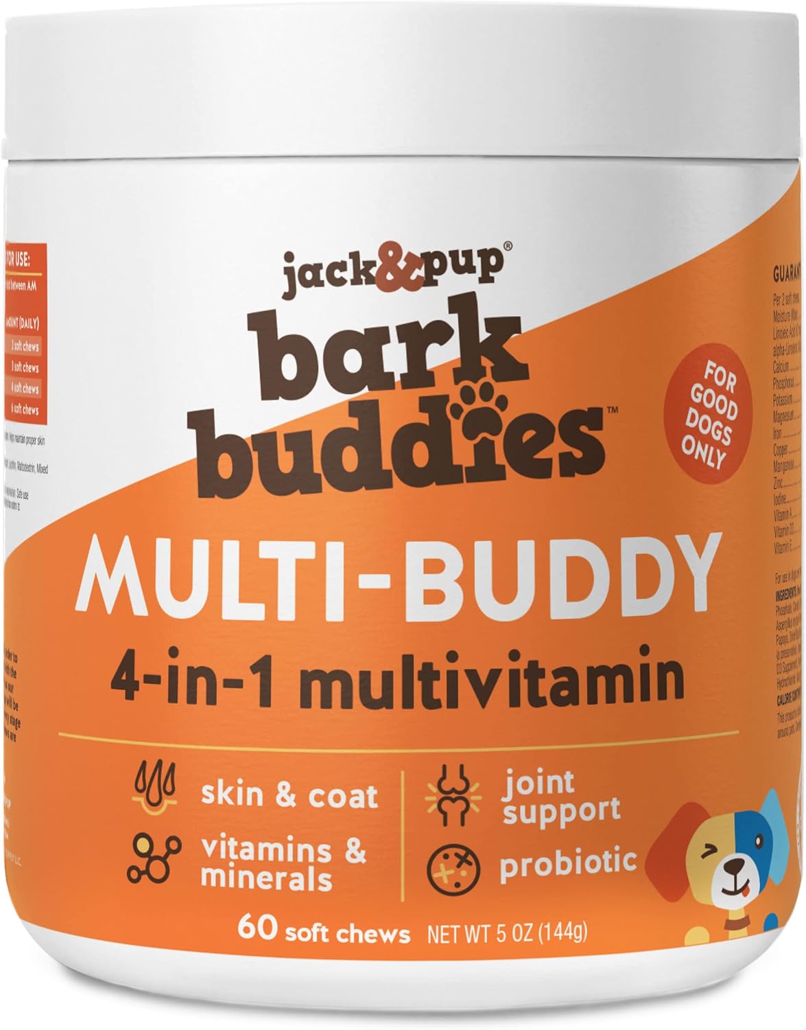 Jack&Pup Bark Buddies Multi-Buddy Dog Multivitamins Soft Chews – 60 Count - görsel 1