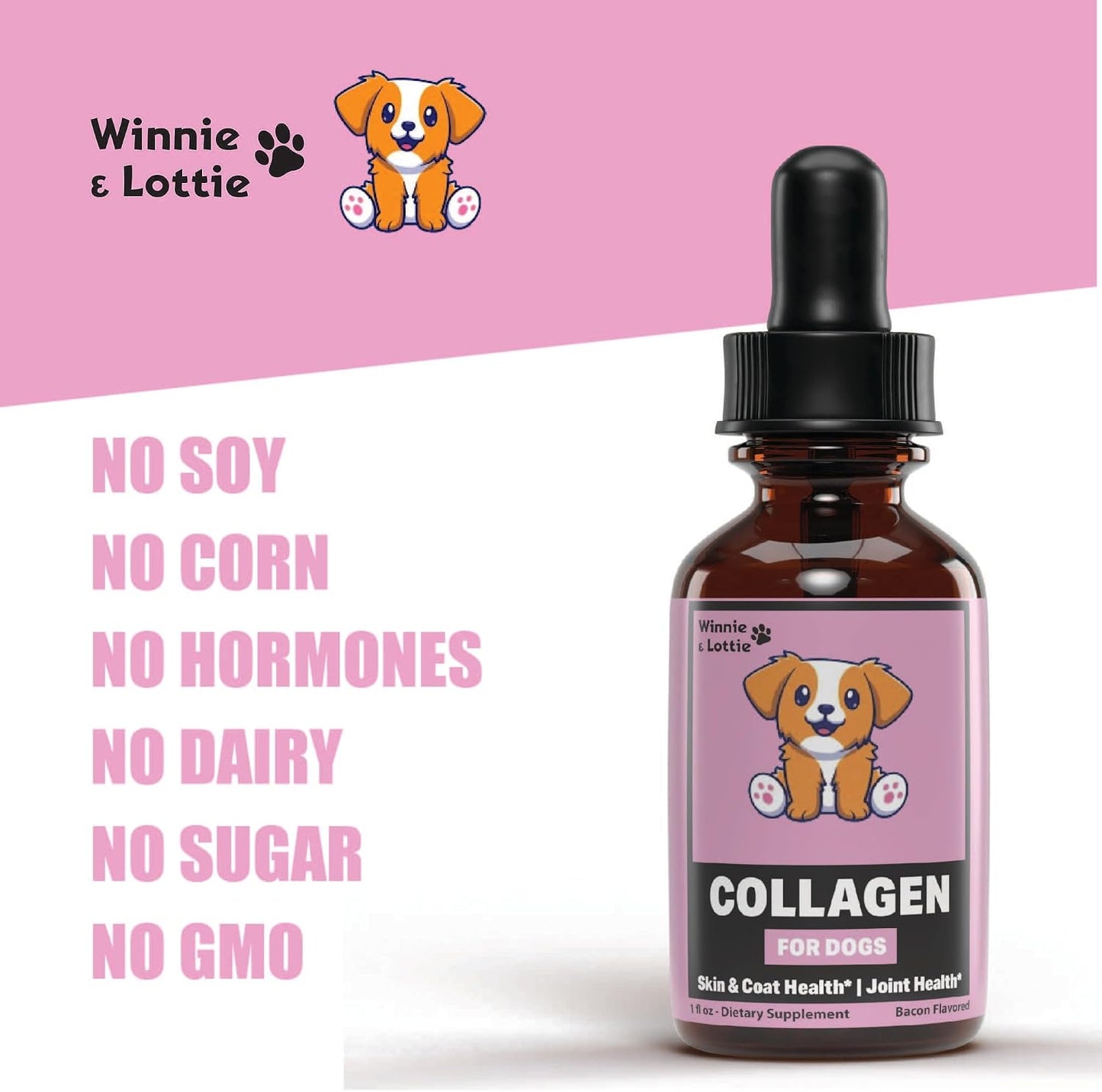 Collagen for Dogs – Liquid Collagen Supplement – Skin and Coat Support – Dog Collagen Drops – 1 fl oz (30 ml) – Bacon Flavour - görsel 6
