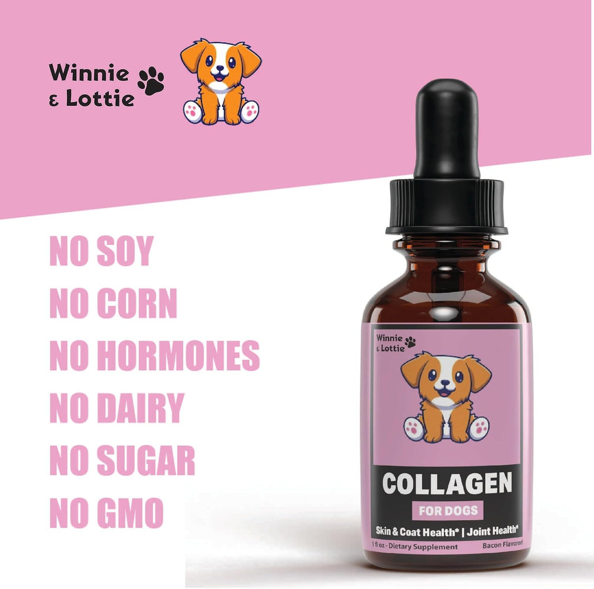 Collagen for Dogs – Liquid Collagen Supplement – Skin and Coat Support – Dog Collagen Drops – 1 fl oz (30 ml) – Bacon Flavour - görsel 6