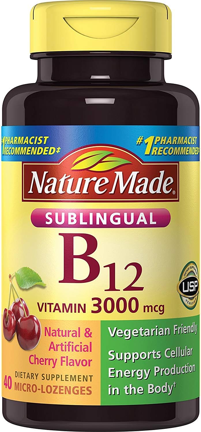 Nature Made Vitamin B12 3000mcg Sublingual Lozenges, Cherry Flavour - 40 Lozenges (Pack of 2) - görsel 2