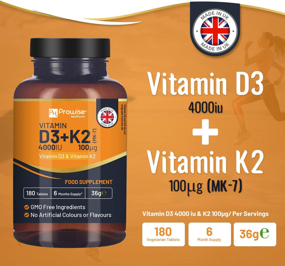 Vitamin D3 4000 IU & K2 MK-7 100 µg Vegetarian Tablets – 180 Tablets (6-Month Supply) - görsel 5