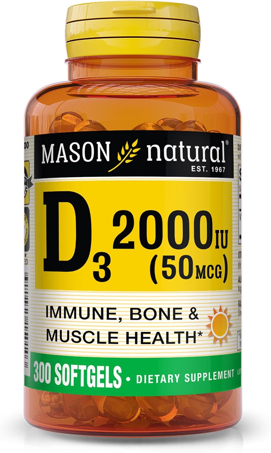 MASON NATURAL Vitamin D3 1000 IU (25 µg) from Fish Liver Oil, 180-Day Supply - görsel 5