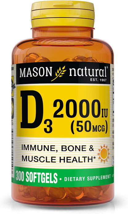 MASON NATURAL Vitamin D3 1000 IU (25 µg) from Fish Liver Oil, 180-Day Supply