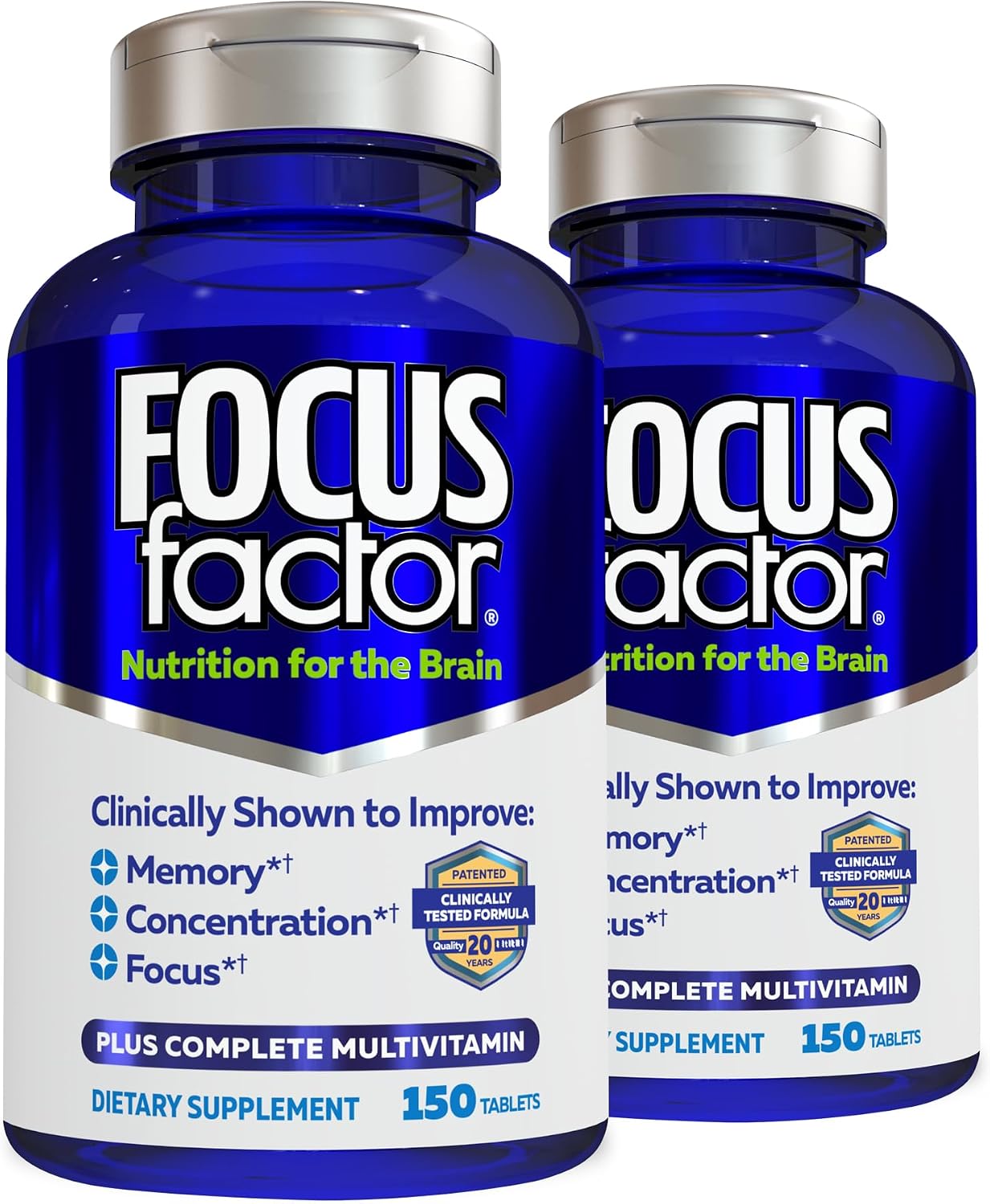 Focus Factor Nutrition for the Brain – Complete Multivitamin with Bacopa Monnieri & Tyrosine (150 Tablets, Pack of 2) - görsel 1