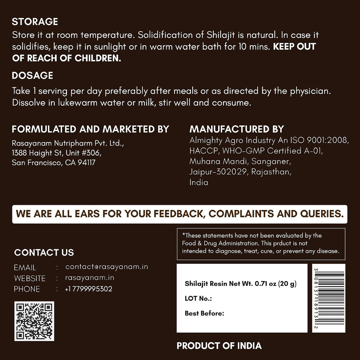 Rasayanam Pure Original Himalayan Shilajit Resin – 20g - görsel 7
