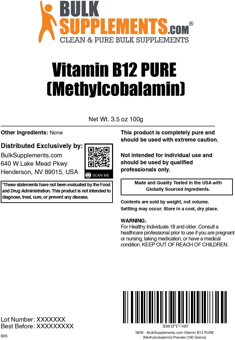 Pure Vitamin B12 Methylcobalamin Powder - 100g Bulk - görsel 2