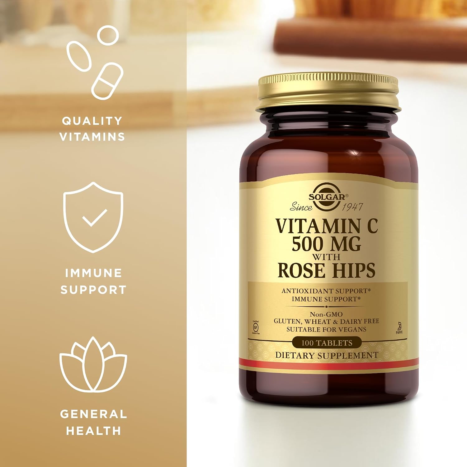 Solgar Vitamin C 500 mg with Rose Hips, 100 Tablets - görsel 4