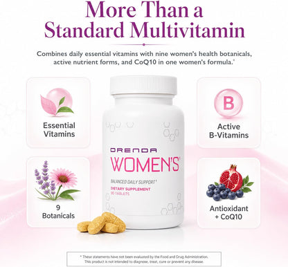 Orenda Women's® Multivitamin - All 8 Forms of Vitamin E, Methylated Folate & Active B-12 - Women 35+ - 90 Tablets