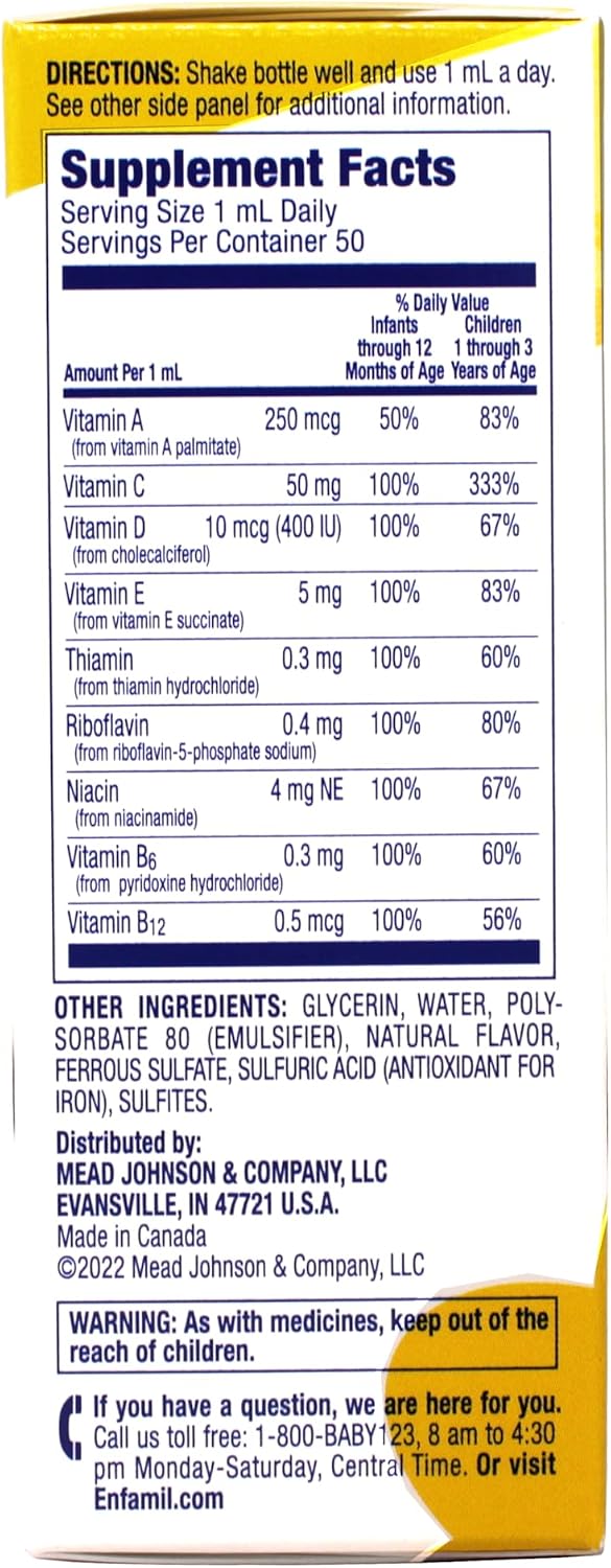 Enfamil Poly-Vi-Sol with Iron Multivitamin Supplement Drops for Infants and Toddlers, 50 ml - görsel 4