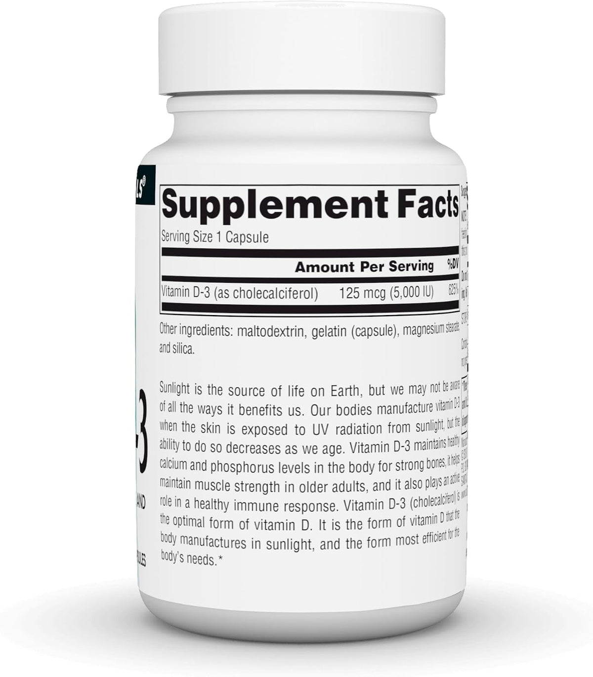 Source Naturals Vitamin D-3 Bioactive Form for Bone and Immune Health 5000 IU - 60 Capsules - görsel 2