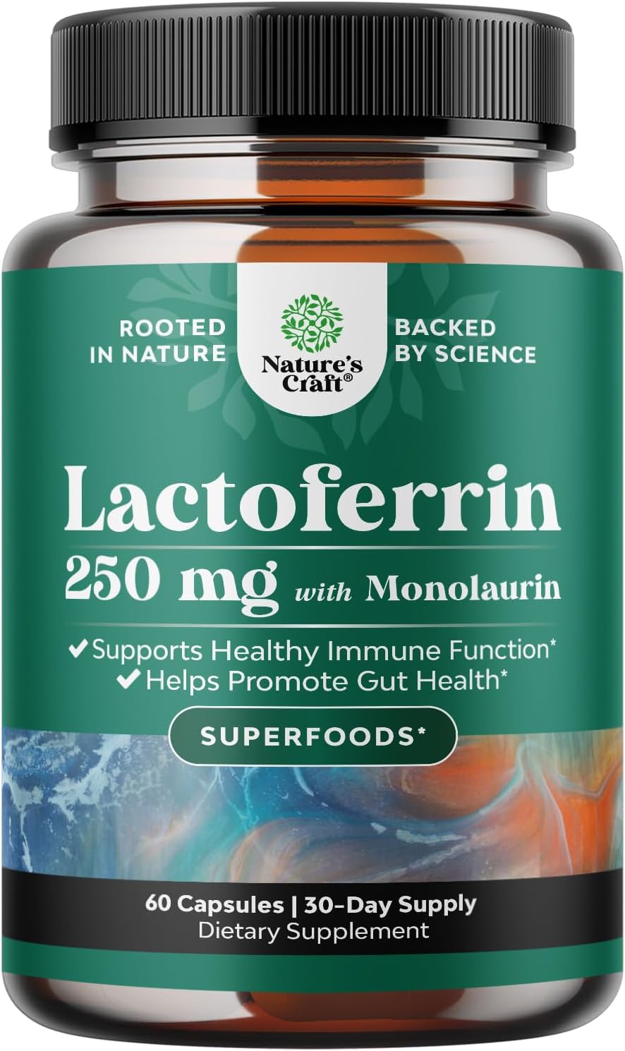High Strength Lactoferrin & Monolaurin Supplement - 60 Vegetarian Capsules - görsel 1