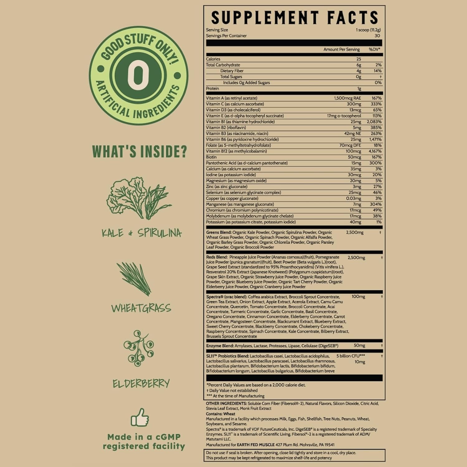 Earth Fed Muscle Greens and Reds Superfoods Blend, Piña Colada - görsel 7