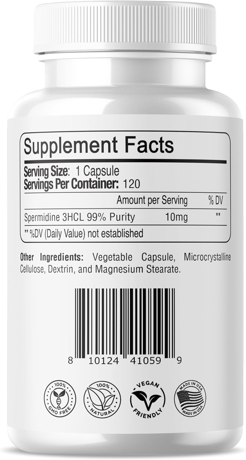 Vital Aura Spermidine Supplement – 10mg, 120 Capsules (4-Month Supply) for Cellular Health and Healthy Ageing - görsel 5