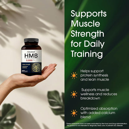 NatureBell HMB 3,000 mg - 300 Capsules - Triple Strength Food Supplement for Lean Muscle Mass Support