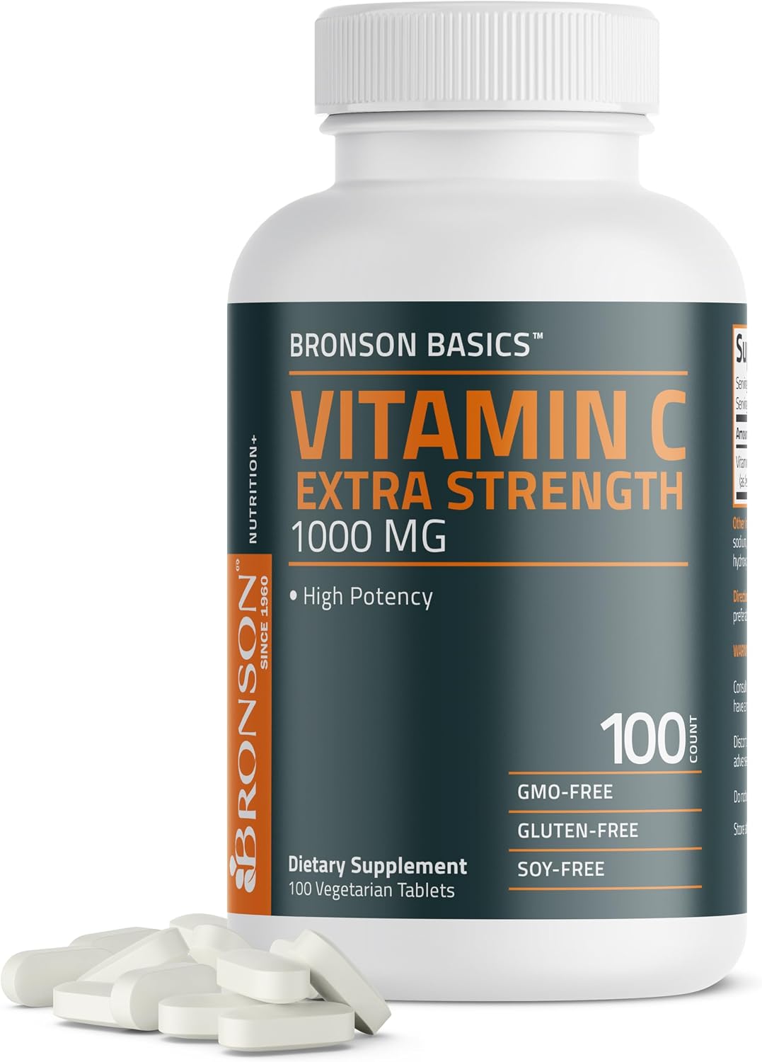 Bronson Vitamin C 1000mg Extra Strength, Supports a Healthy Immune System, High Potency, Non-GMO, 250 Vegetarian Tablets - görsel 9