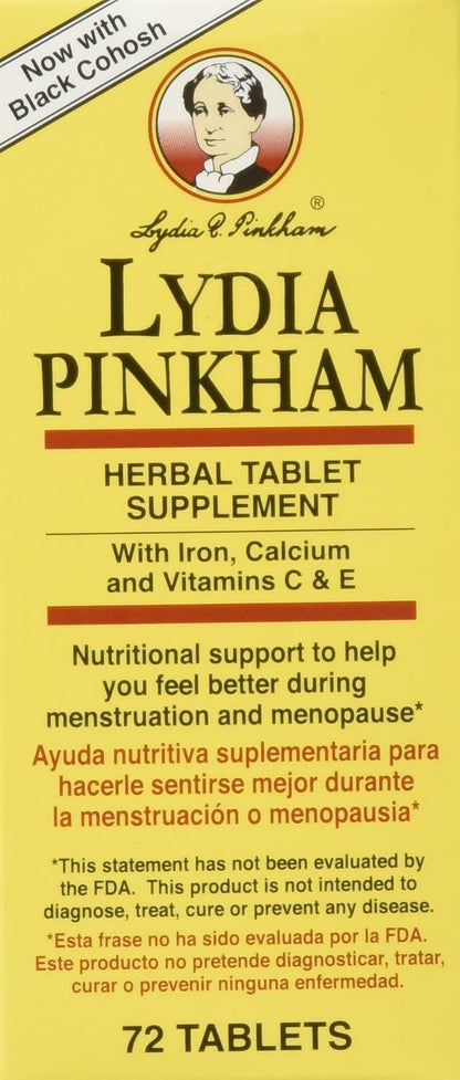 Lydia Pinkham Herbal Supplement Tablets for Menstruation and Menopause Support, 72 Tablets