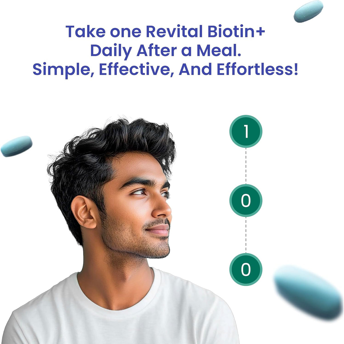 Revital Biotin+ with Amla and DHT Blockers for Hair Health | Biotin, Amla, Zinc, Vitamin E & Pantothenic Acid | Supports Normal Hair and Skin Health | 50 Tablets - görsel 7
